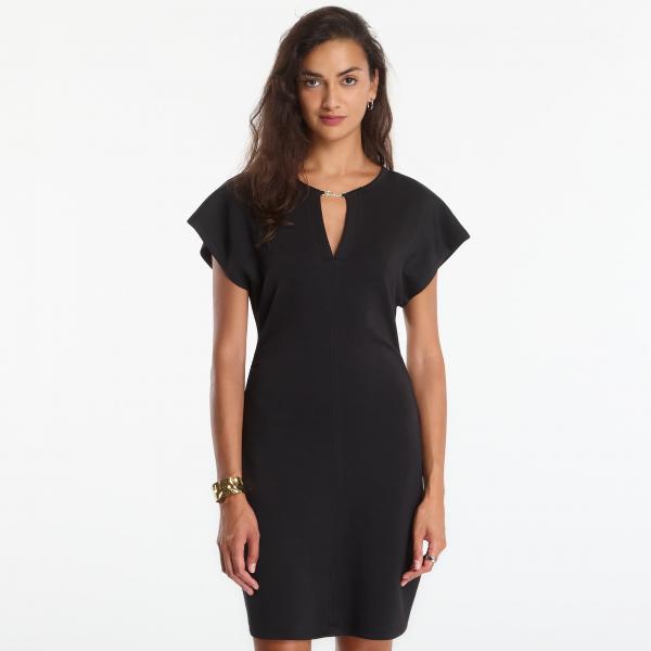Šaty GUESS Ss V-Neck Morgana Scuba Mini Dress Jet Black L