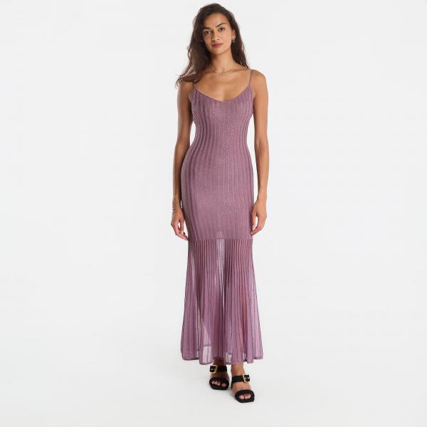Sukně GUESS Sl Sheer Skirt Meena Ribbed Dress Twilight Lavender/ Multi M