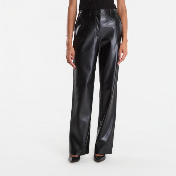 Kalhoty GUESS Zanita Perefct Pants Pu Jet Black L