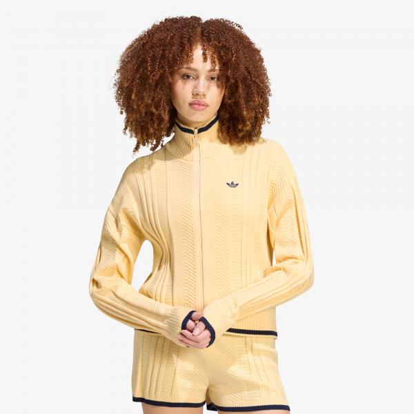 Svetr adidas Cable Knit Firebird Track Top Warm Vanilla XS