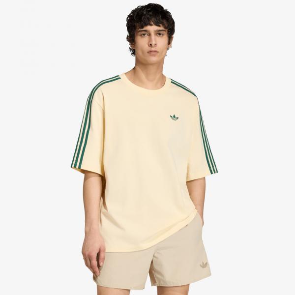 Tričko adidas Adicolor 3-Stripes Oversized T-Shirt Warm Vanilla/ Collegiate Green XXL