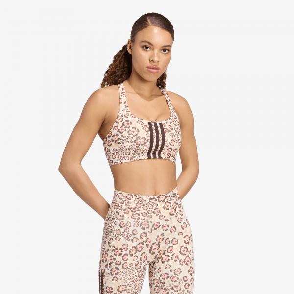 Podprsenka adidas x Farm Rio Optime Bra Ecru Tint/ Multicolor/ Shadow Brown S