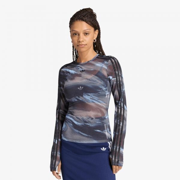 Tričko adidas Badigirl Graphic Mesh Tee Olive Strata/ Aurora Coffee/ Crystal Sky/ Black M