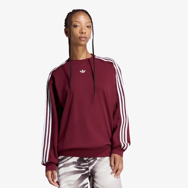 Mikina adidas Lace 3 Stripes Crew Shadow Red L