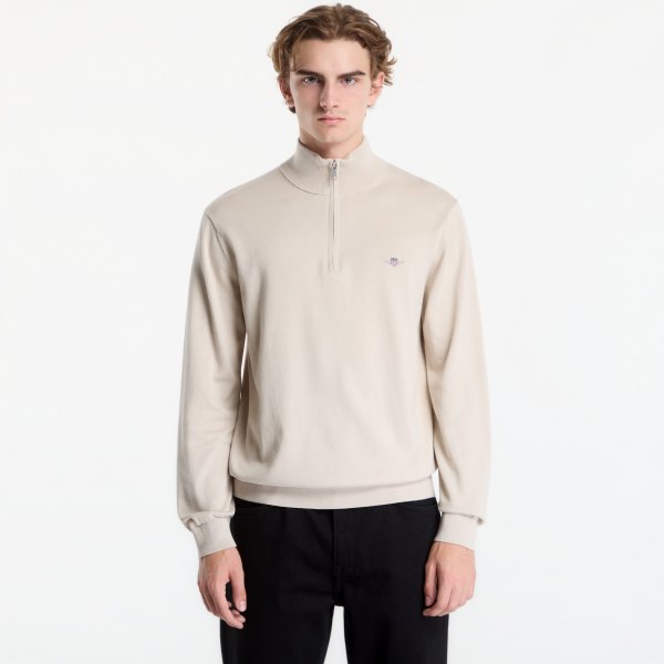 Svetr Gant Classic Cotton Half Zip Dark Earth Brown M