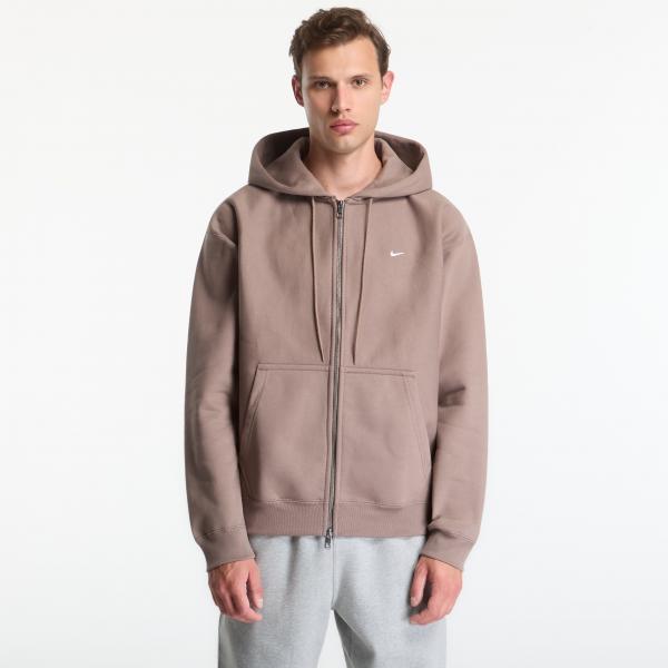 Mikina Nike Solo Swoosh Men's Full-Zip Fleece Hoodie Mink Brown/ Mink Brown/ White L