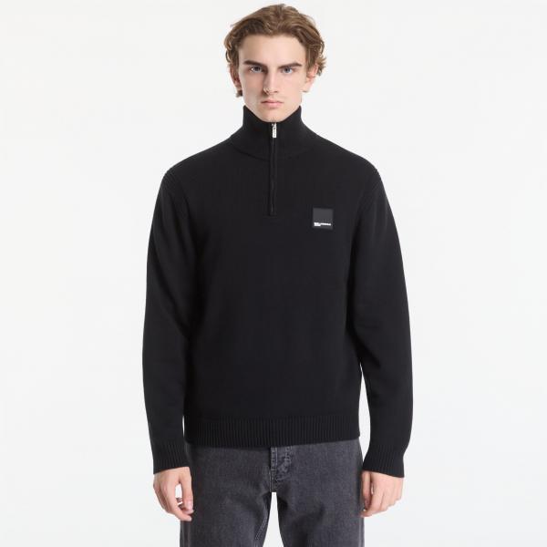Svetr Karl Lagerfeld Jeans Reg Half-Zip Knit Sweat Black M