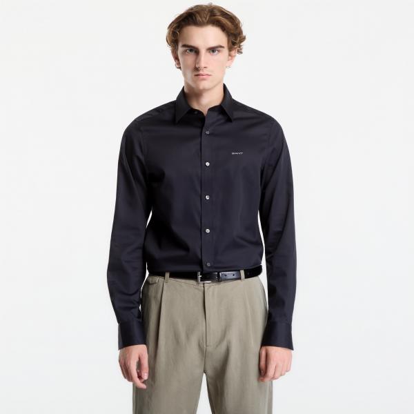 Košile Gant Slim Sateen Shirt Black XL