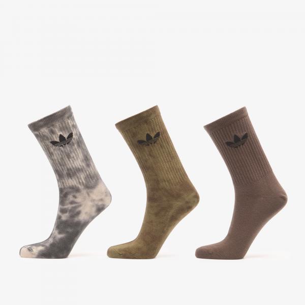 Ponožky adidas Tie Dye Crew Socks 3 Pairs Carbon/ Focus Olive/ Shadow Olive M