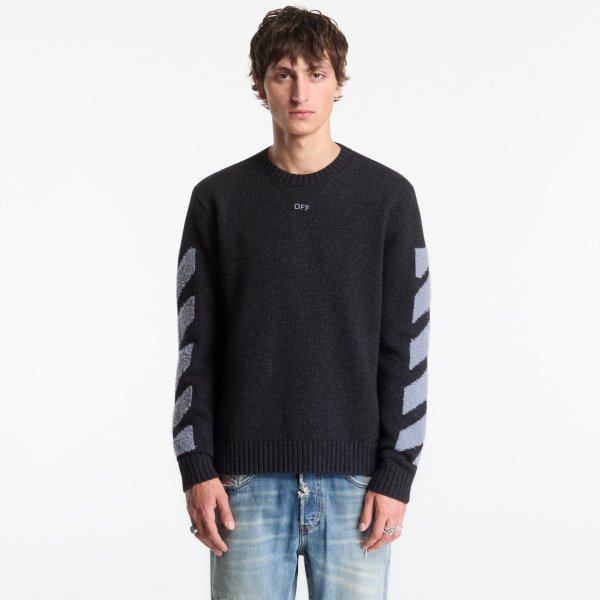Svetr Off-White Diag Fuzzy Knit Crewneck UNISEX Antracite M