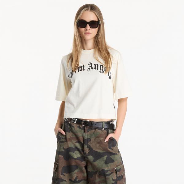 Tričko Palm Angels Curved Logo Boxy Tee Off White/ Black L
