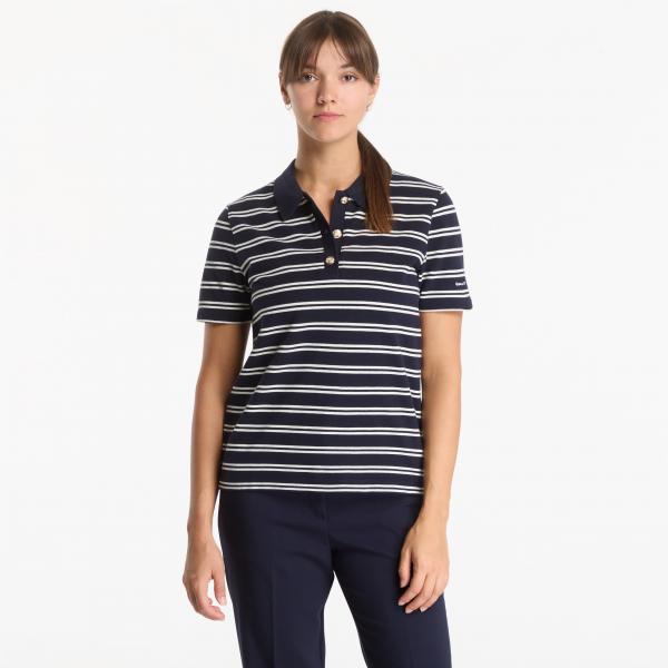 Tričko Gant Reg Twin Striped Ls Pique Polo Evening Blue M