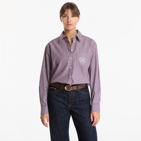 Košile Gant Rel Classic Poplin Stripe Shirt Pink 38