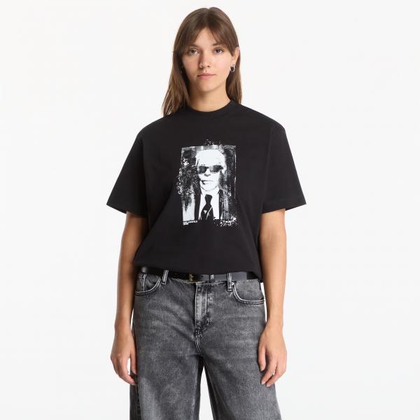 Tričko Karl Lagerfeld Jeans Reg Karl Kameo Tee Black S