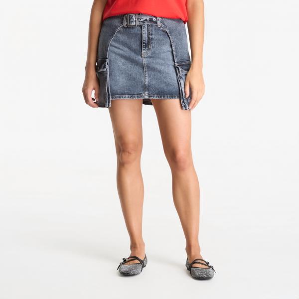 Sukně Karl Lagerfeld Jeans Buckle Denim Mini Skirt Soft Tinted Blue L