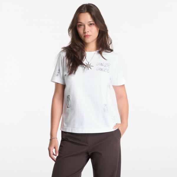 Tričko Samsøe Samsøe Sacamino Ss T-Shirt White Scribbles M