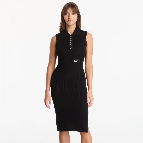 Šaty Karl Lagerfeld Jeans Knit Collar Dress Black M