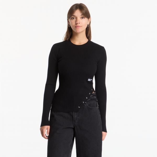 Svetr Karl Lagerfeld Jeans Ls Knitted Sweater Black L