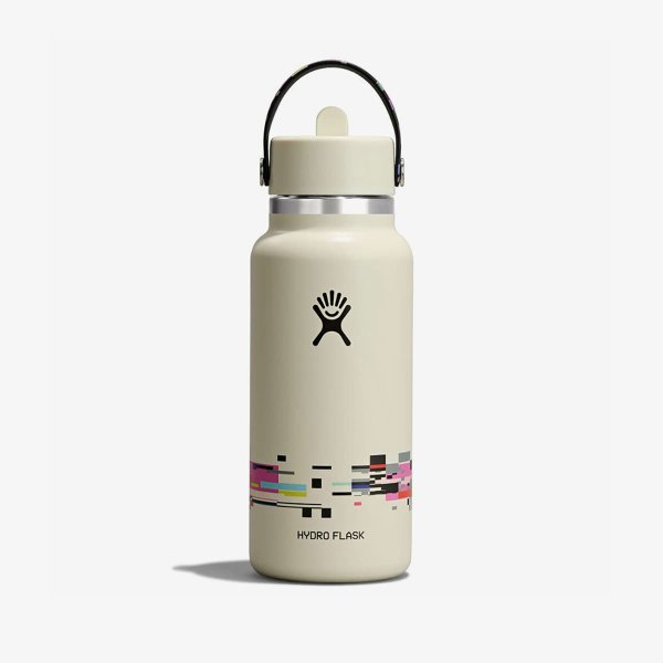 Láhev Hydro Flask 710 ml Wide Flex Straw Cap Glitch White 710 ml