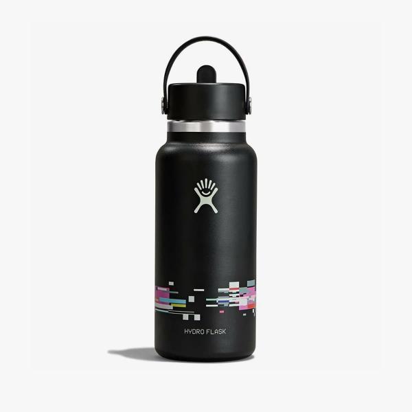Hydro Flask 946 ml Wide Flex Straw Cap Glitch Black Universal