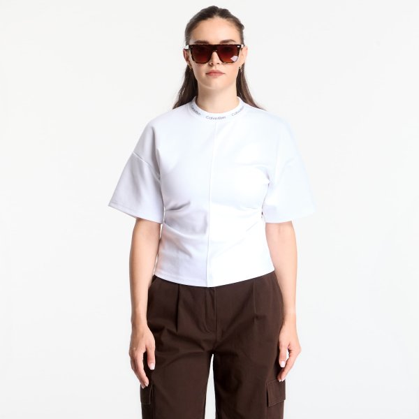 Tričko Calvin Klein Jeans Ss Logo Neck Detail Interlock Top Bright White S