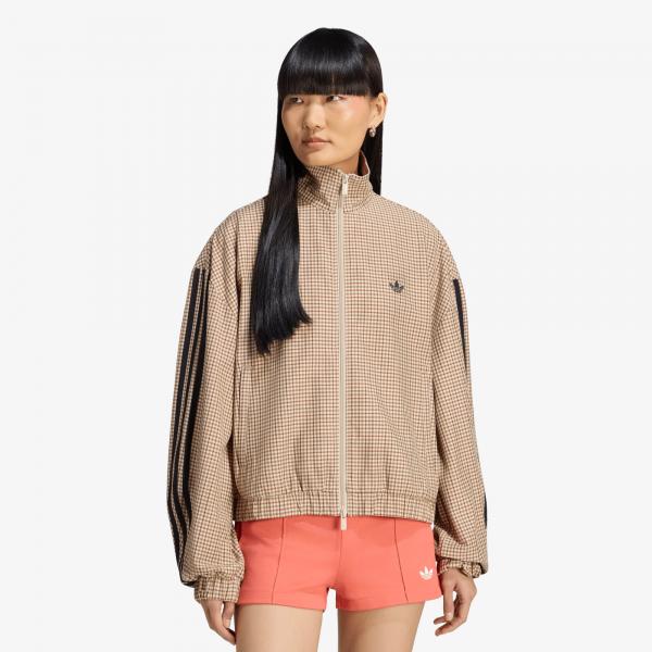 Bunda adidas Badigirl Checks Track Top Crystal Linen/ Aurora Coffee/ Orbit Green/ Vermillion M