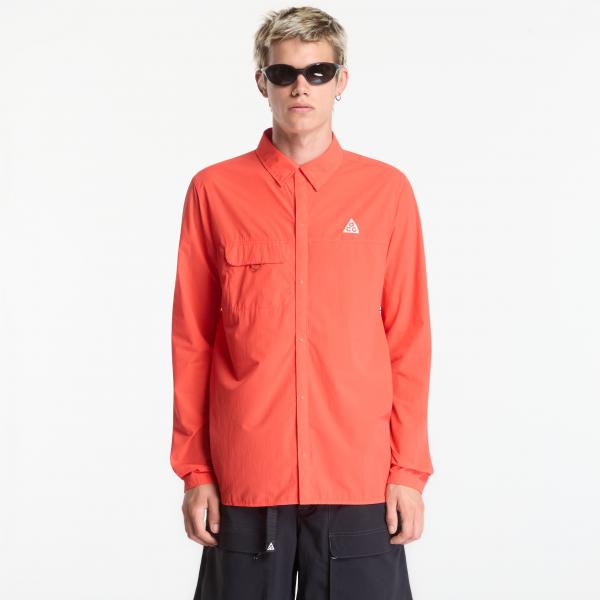 Košile Nike ACG "Aireez" Men's Long-Sleeve Button-Up Trail Running Top Lt Crimson/ Summit White L
