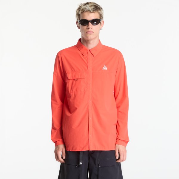 Košile Nike ACG "Aireez" Men's Long-Sleeve Button-Up Trail Running Top Lt Crimson/ Summit White M