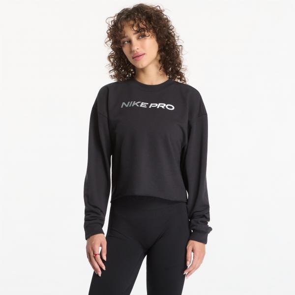 Mikina Nike Pro Women's Dri-FIT Crew-Neck French Terry Top Black/ White XS