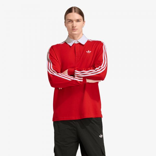 Tričko adidas 3-STRIPES Rugby Longsleeve Polo Better Scarlet S