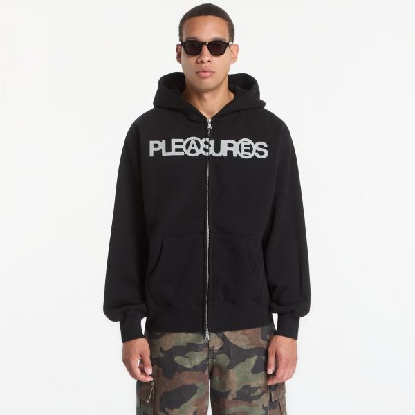 Mikina PLEASURES Zine Zip Hoodie Black L