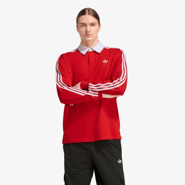 Tričko adidas 3-STRIPES Rugby Longsleeve Polo Better Scarlet XL