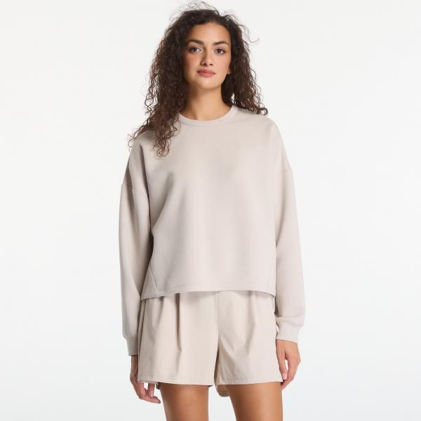 Mikina Nike 24.7 ImpossiblySoft Women's Dri-FIT Oversized Crew-Neck Top Cream Ii/ Cream Ii/ College Grey L