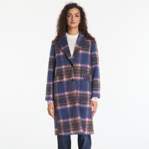 Kabát Desigual Checkered Coat Blue XS