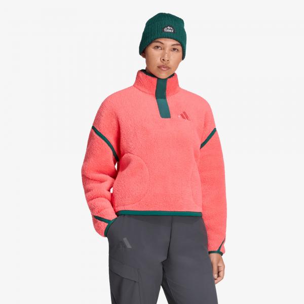 Mikina adidas Terrex Multi High Pile Fleece Pullover Pure Turbo L