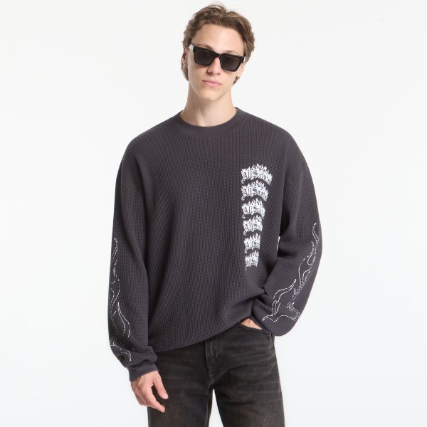 Mikina AllSaints Incendo Ls Crew Washed Black L