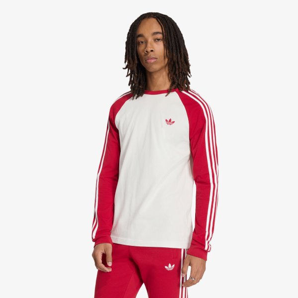 Tričko adidas 3-STRIPES Long-Sleeve Top Cloud White/ Team Victory Red M