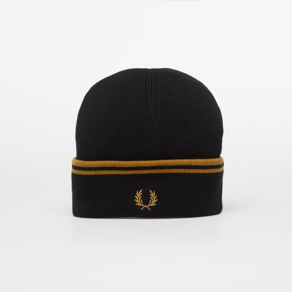 Čepice FRED PERRY Twin Tipped Merino Wool Beanie Black/Caramel Universal