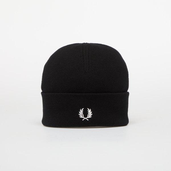 Čepice FRED PERRY Classic Merino Wool Beanie Black/ Snow White Universal