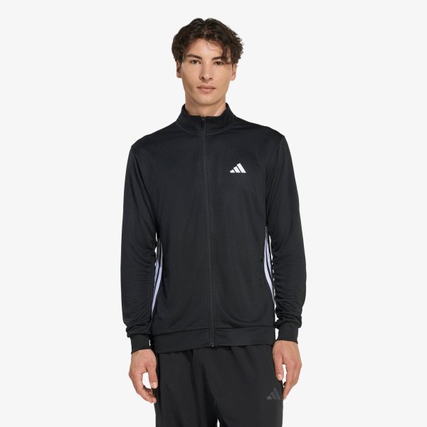 Mikina adidas Workout Essentials All-set 3-stripes Knit Track Top Black/ White XXL