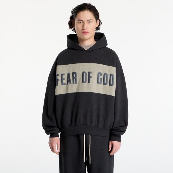 Mikina Fear Of God Essentials Cropped Relaxed Panelled Hoodie Iron Grey Heather/ Seal Heather XL