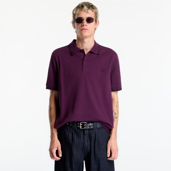 Tričko FRED PERRY Twin Tipped Fred Perry Shirt Plum/Black M