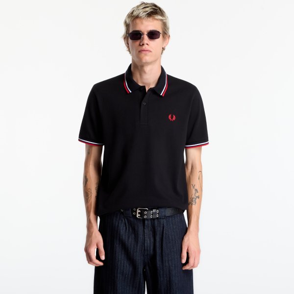 Tričko FRED PERRY Twin Tipped Fred Perry Shirt Black 42