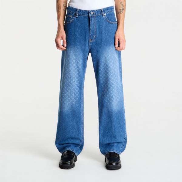Džíny Daily Paper Faded Monogram Amba Jeans Mid Blue S