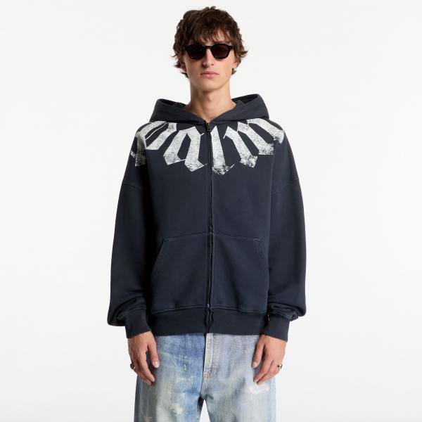 Mikina Palm Angels Big Neck Logo Zip Loose Hoodie Black/ Off White XL
