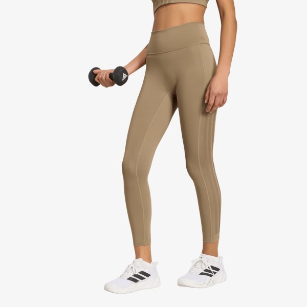 Legíny adidas Optimé Workout 3-stripes 7/8 Leggings Khaki Six L