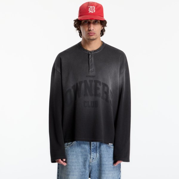 Tričko Represent Owners Ls Henley UNISEX Weathered Black XXL