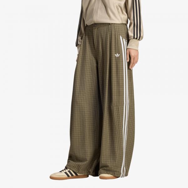Kalhoty adidas Badigirl Checks Trouser Loose Pants Olive Strata/ Wonder Beige/ Aurora Coffee S