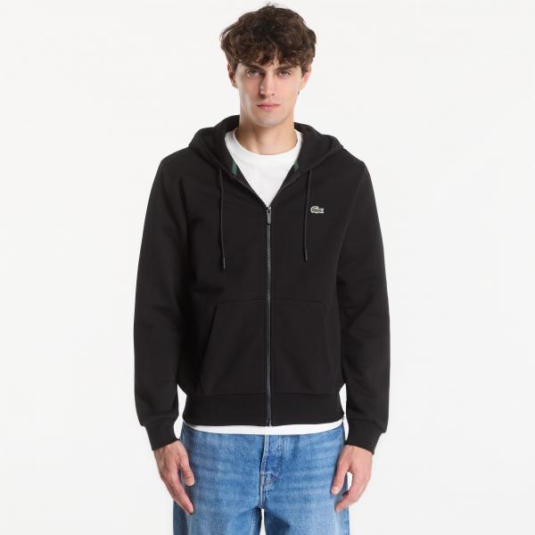 Mikina Lacoste Zipped Hoodie Black L