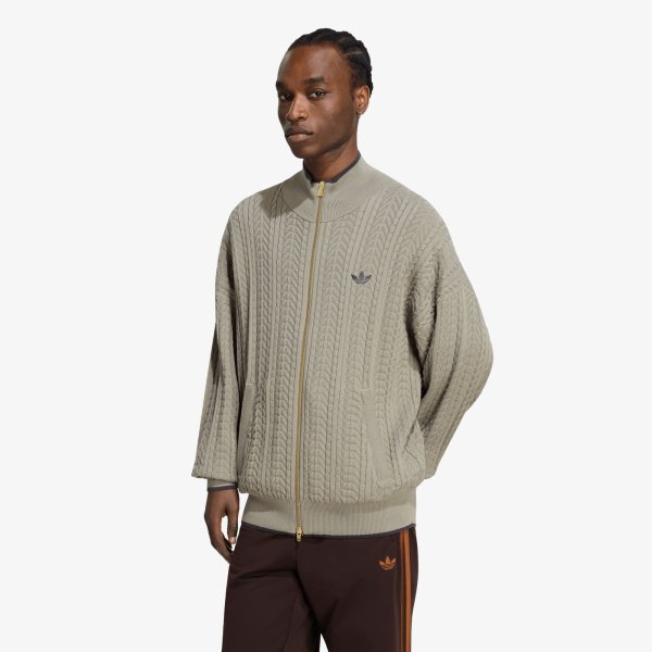 Svetr adidas Firebird Cable Knit Track Top Silver Pebble XL